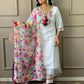 Partywear Designer Chanderi With Cotton Lining White Stitched Suit With Dupatta - Tanisha | Swadesiicart