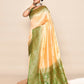 Joban Fashion Light Yellow & Parrot Green Plain With Weaving Border Banarasi Silk Sarees | Swadesiicart