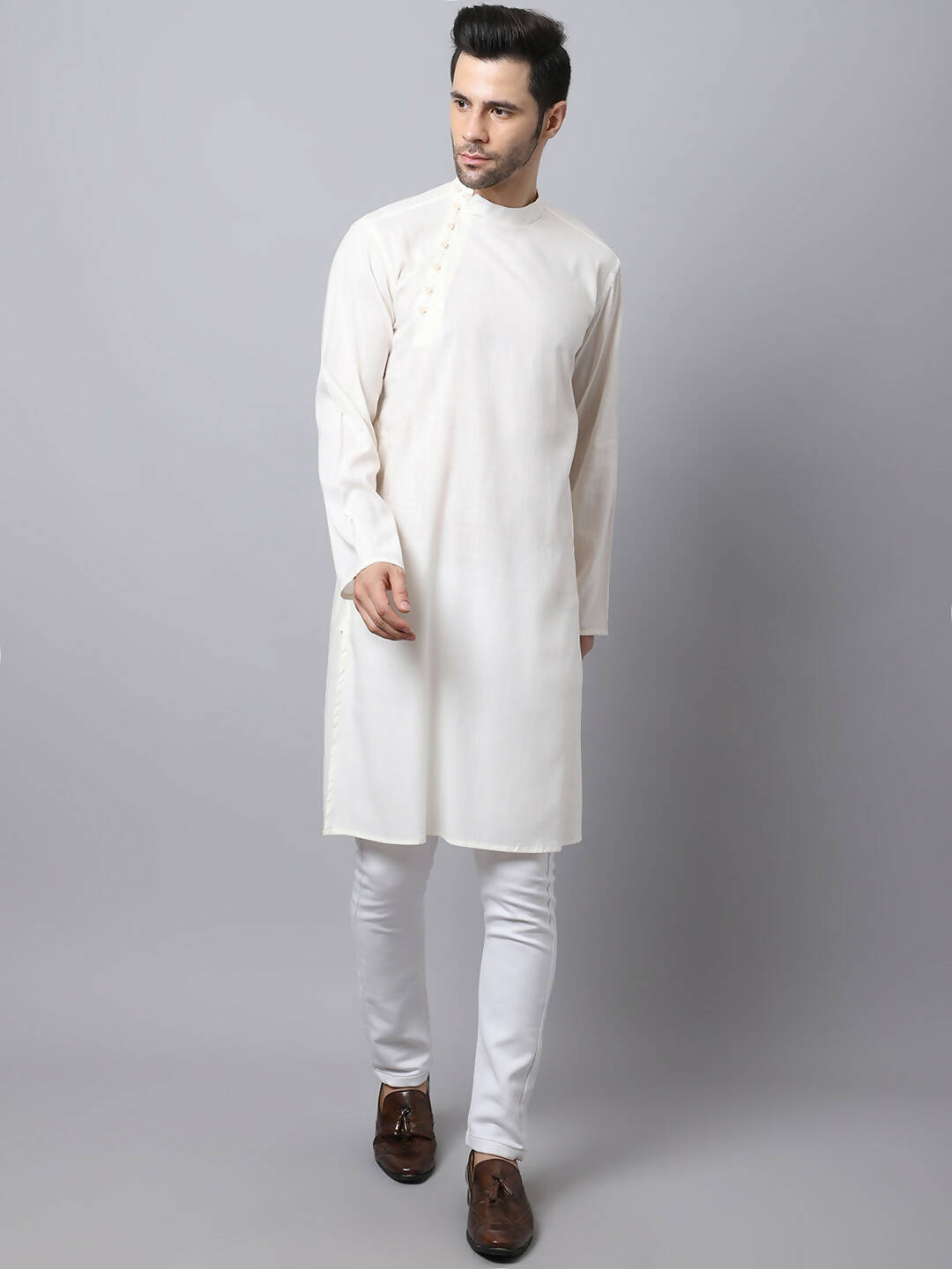 Even Apparels White Pure Cotton Men's Kurta With Side Placket | Swadesiicart