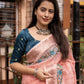 Pink Pure Linen Woven Design Saree with Unstitched Blouse - Hiral Fashion | Swadesiicart