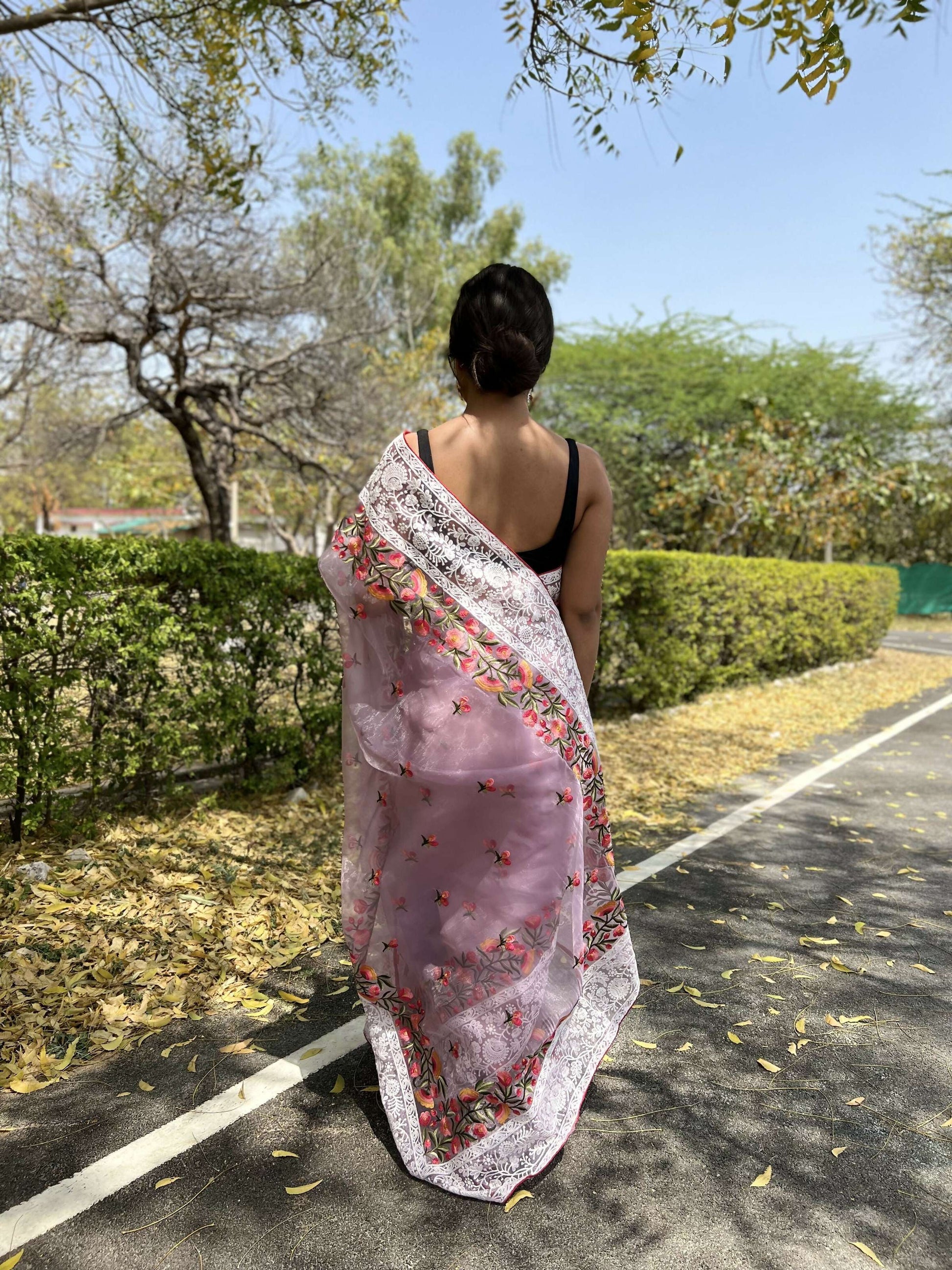Vamsee Riddhi-Siddhi -1 Lavender Organza Saree - Swadesiicart