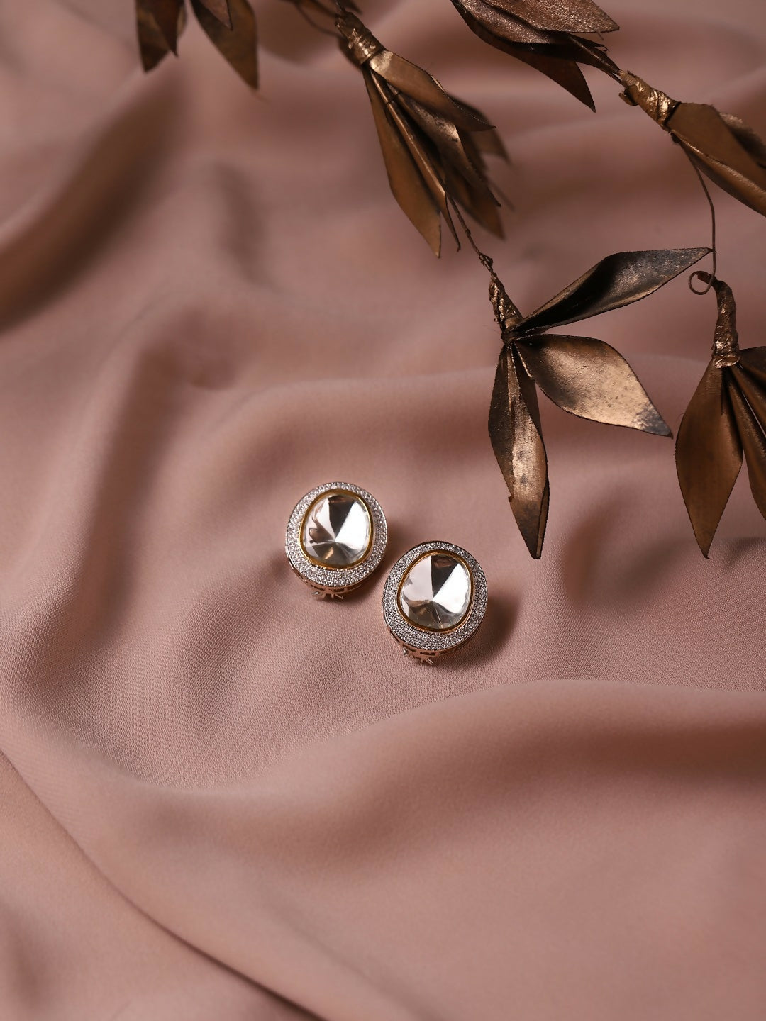 Diamond & Semi Precious Stone Oversized Studs- Ruby Raang | Swadesiicart