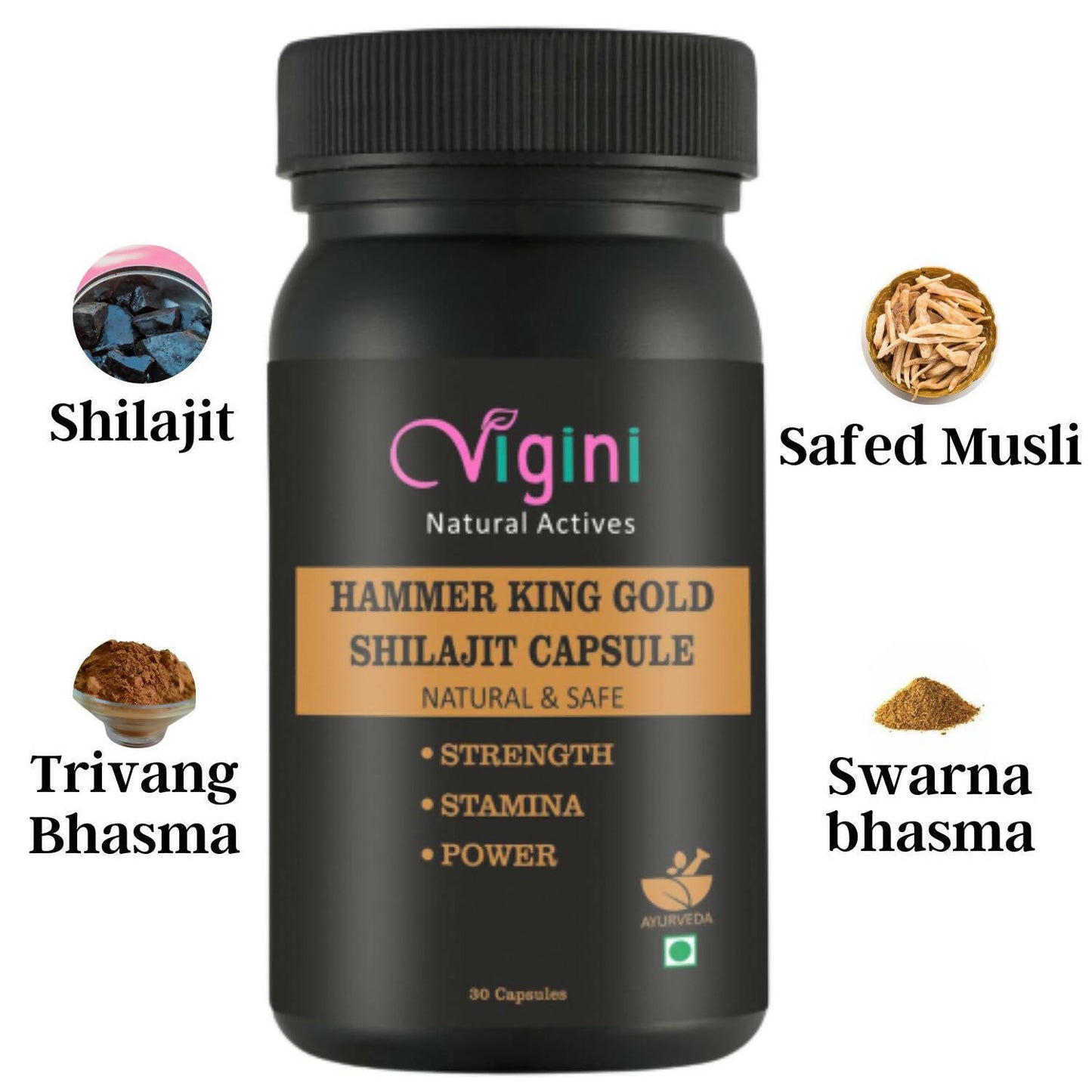 Vigini Natural Hammer King Gold Sj Capsule for Men | Swadesiicart