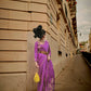 Viola Purple Weavead Thread & Zari Work, Handloom Weaving Banarasi Satin Silk Saree - Rajtex Kronicle Silk - Swadesiicart