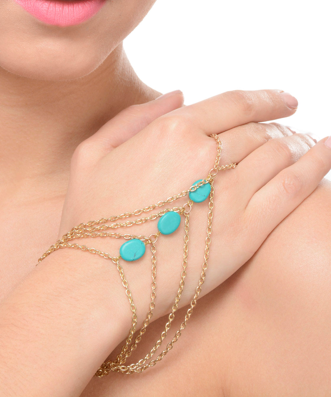 Gold-Polished Alloy Designer Hand Harness Bracelet - The Pari - The Pari - Dinesh Associates