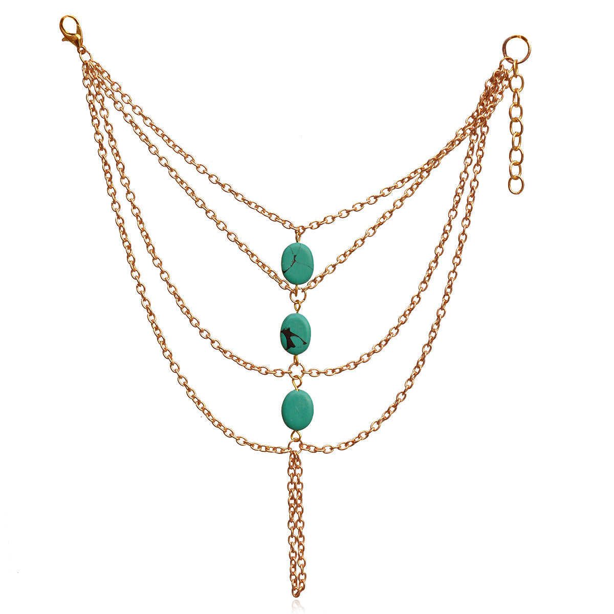 Gold-Polished Alloy Designer Hand Harness Bracelet - The Pari - Swadesiicart