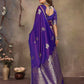 Joban Fashion Purple Floral Motifs Banarasi Silk Sarees | Swadesiicart