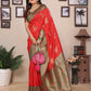 Joban Fashion Banarasi Red Small Butti Soft Silk Saree | Swadesiicart