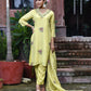 Vaasva Women's Tissue Silk Emboidered Suit Set With Solid Pant & Solid Embroidered Dupatta | Swadesiicart