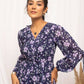 FIORRA Women's Blue Georgette Floral Printed Western Dress - Swadesiicart