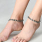 Mominos Fashion Kamal Johar Oxidised Silver Black Beads Anklets | Swadesiicart