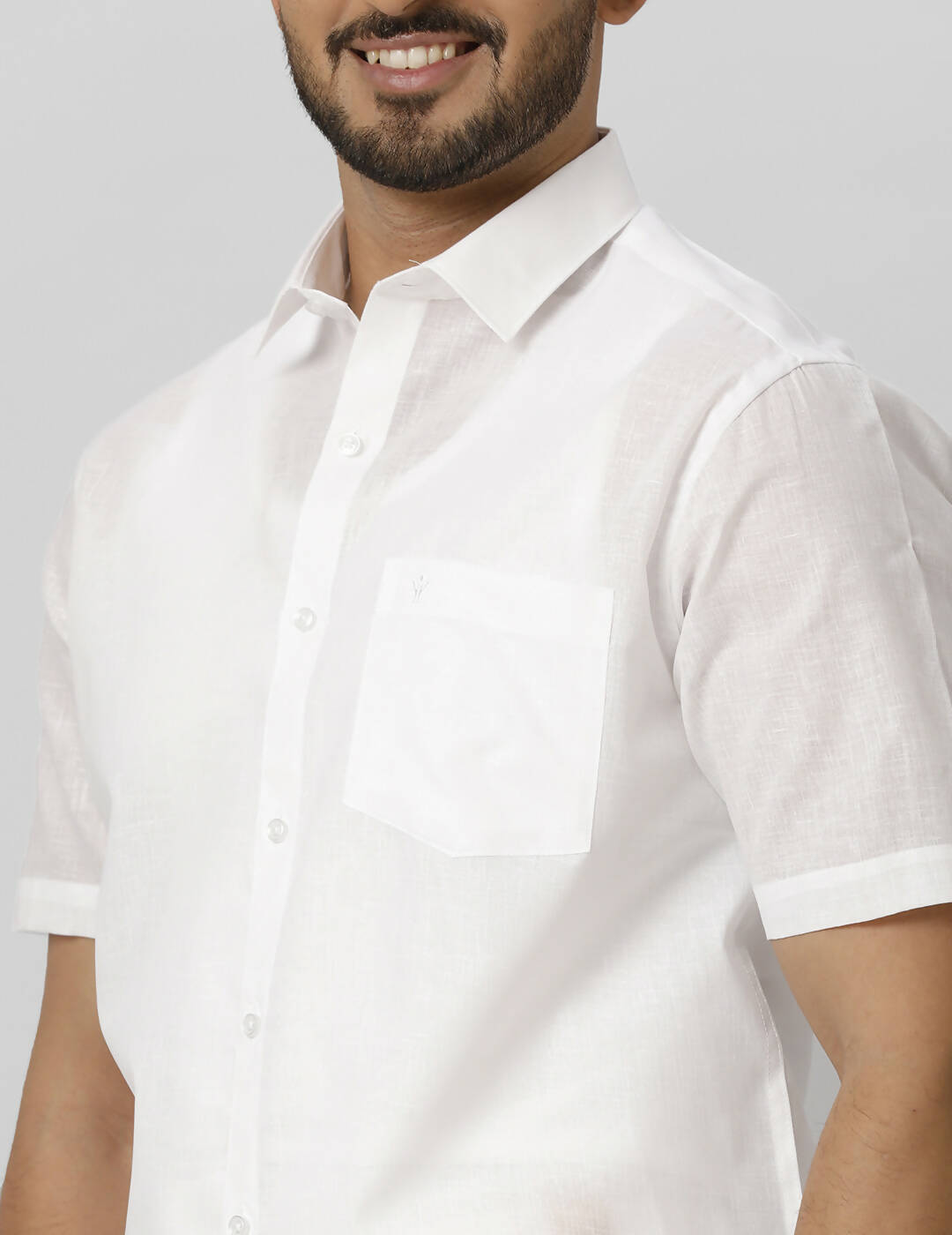 Ramraj Cotton Mens Half Sleeve Formal Poly Cotton White Shirt | Swadesiicart
