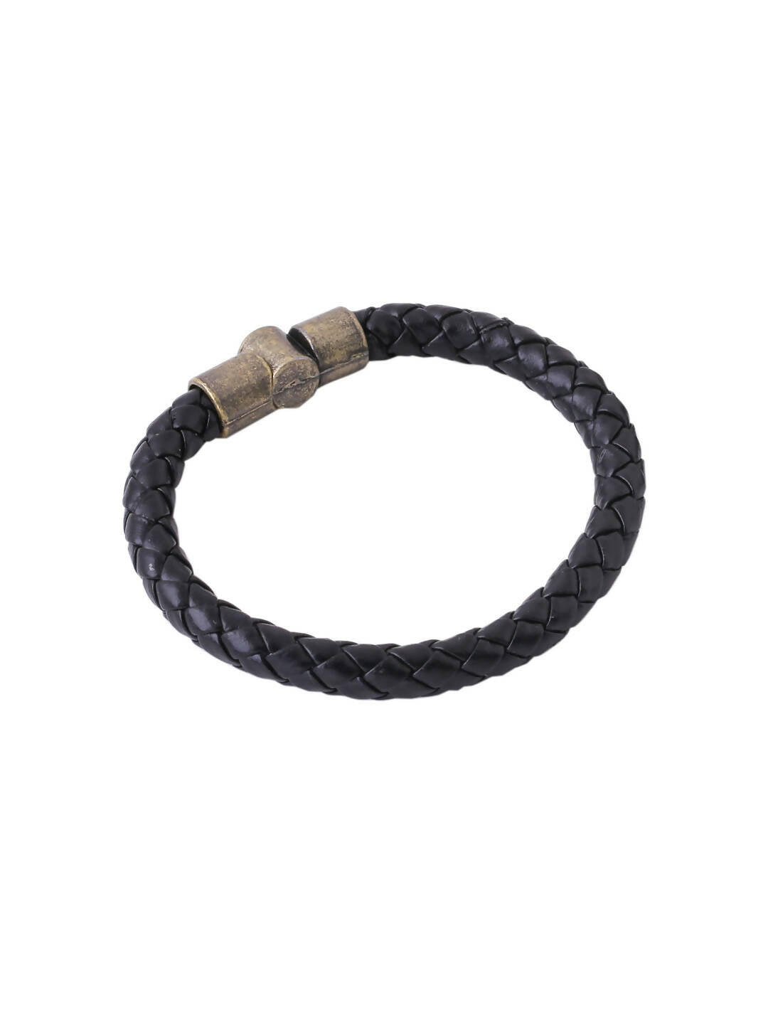 NVR Men's Black Leather Bracelet - Swadesiicart