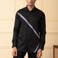 Black Shirt With V-Shaped Grey Strip by Hilo Design