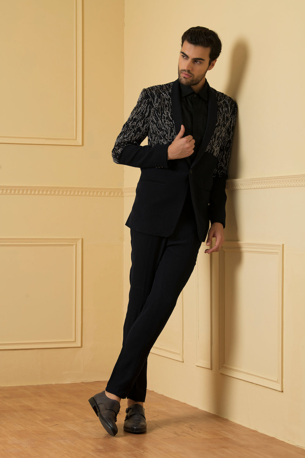 Blue Shawl Collar Blazer by Hilo Design