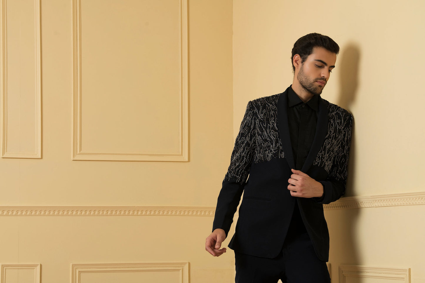 Blue Shawl Collar Blazer by Hilo Design