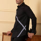 Black Shirt With V-Shaped Grey Strip by Hilo Design
