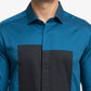 Blue Shirt With Black Patch Box Shirt by Hilo Design