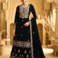 Anaita Black Embroidered with Beads Velvet Stitched Plazo Suit