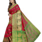 Vamika Banarasi Cotton Silk Red Weaving Saree | Swadesiicart