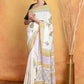 Very Much Indian Handblock Printed Cotton Saree With Natural Dyes - White | Swadesiicart