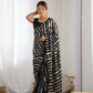 Black Georgette Sequance Embroidery Work Border Saree - Sitare