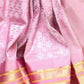 Very Much Indian Silk Handloom Maharani Paithani In Rich Pearl Pink With Silver Zari Brocade | Swadesiicart