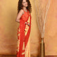Very Much Indian Tie & Dye Handloom Mul Cotton Saree - Yellow Red | Swadesiicart
