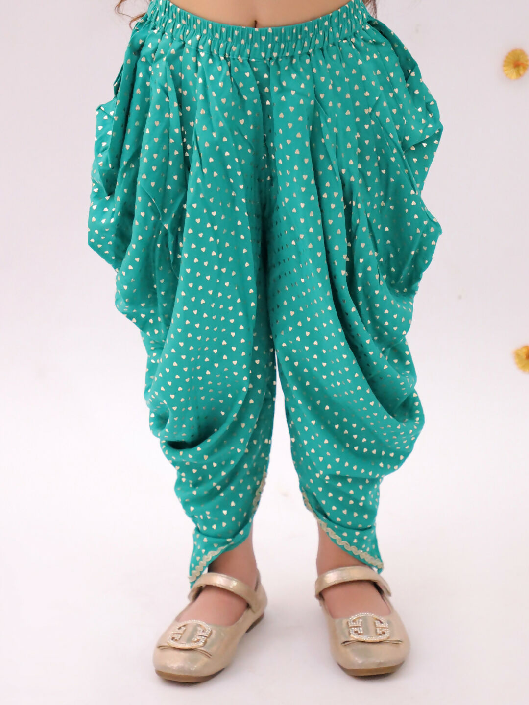 Lil Drama Khilkhilahat Green Crop Top and Dhoti SeT For Girls | Swadesiicart