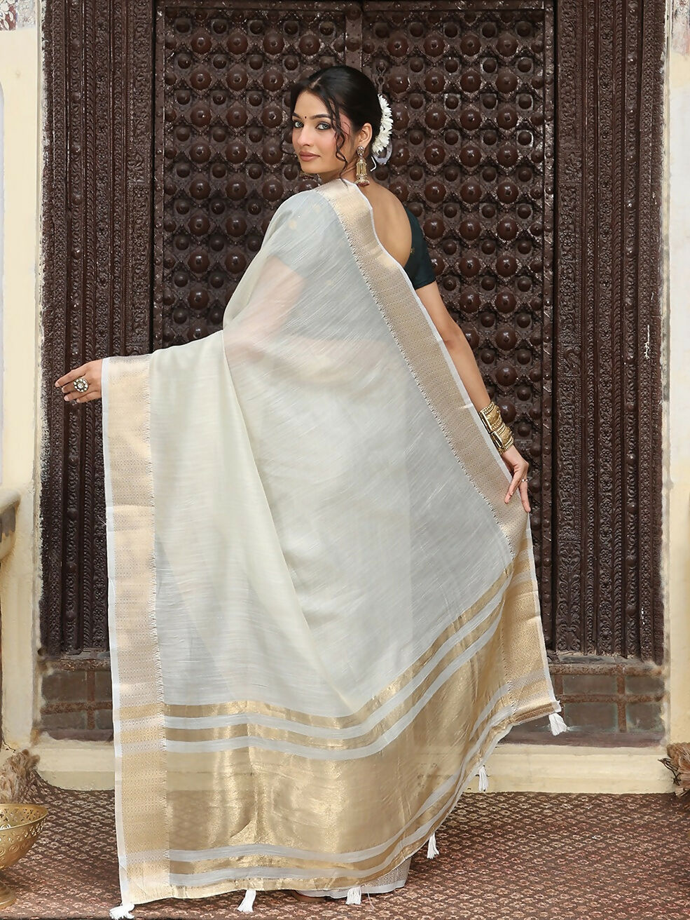 Shree Shyam Fashion Grey Cotton Saree