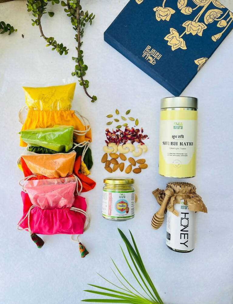 Shuddh Natural Ubtan based Herbal Gulal | Ayurvedic Thandai Powder |Floral Tisane |Natural Honey | Holi Gift Hamper - Shuddh Natural