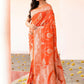 Joban Fashion Orange Banarasi Soft Pure Handloom Banarasi Silk Saree | Swadesiicart
