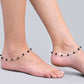 VOJ Set of 2 Silver Plated With Black Beads Anklet - Swadesiicart