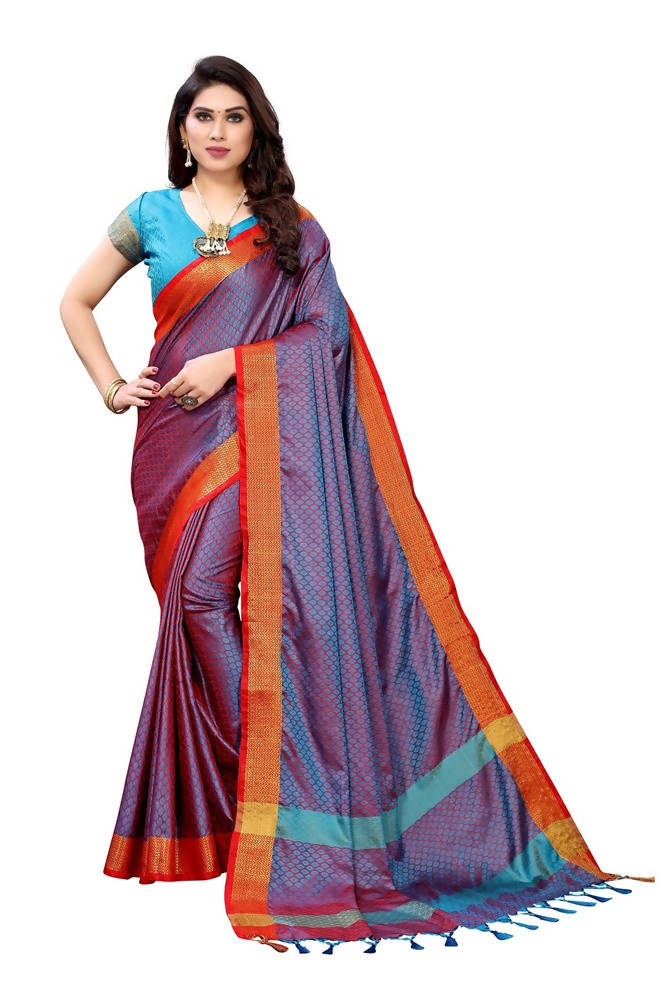 Vamika Banarasi Jacquard Weaving Rama Green Saree | Swadesiicart