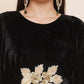 Women Republic Black Velvet Kaftaan Style Kurta With Pants | Swadesiicart
