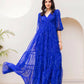 Aayaa Designer crape hand work Multi indo western - Blue