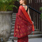 Beatitude Red Cotton Banarasi Saree | Swadesiicart