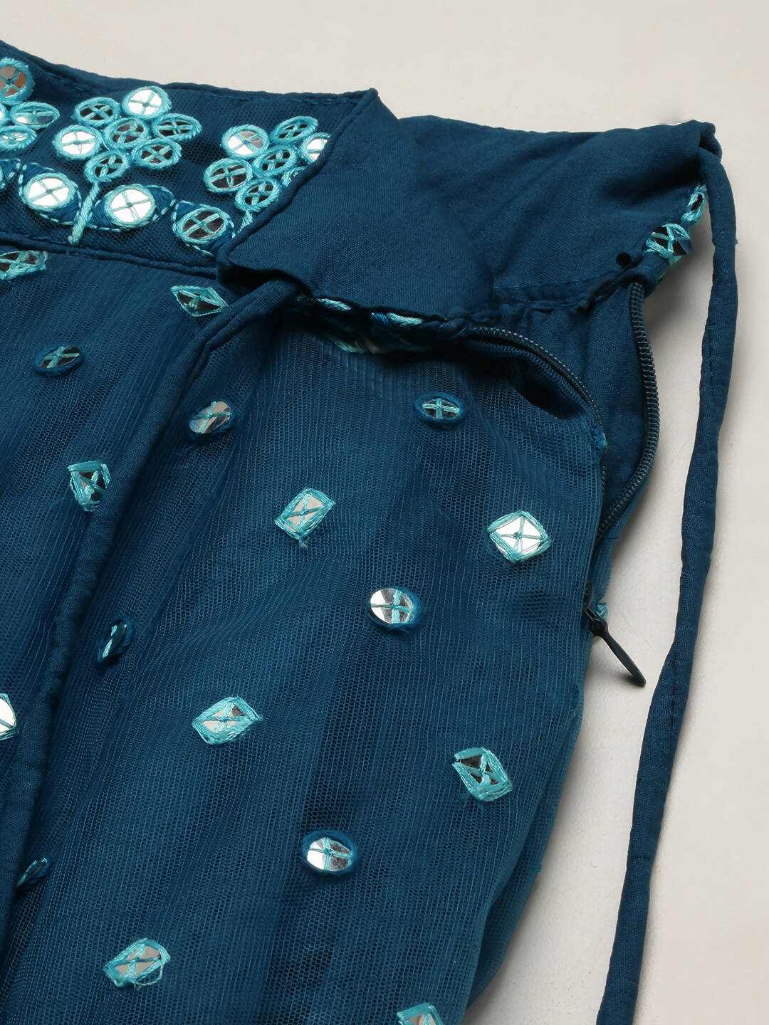 House of Panchhi Teal Net Sequinse Work Lehenga & Blouse, Dupatta | Swadesiicart