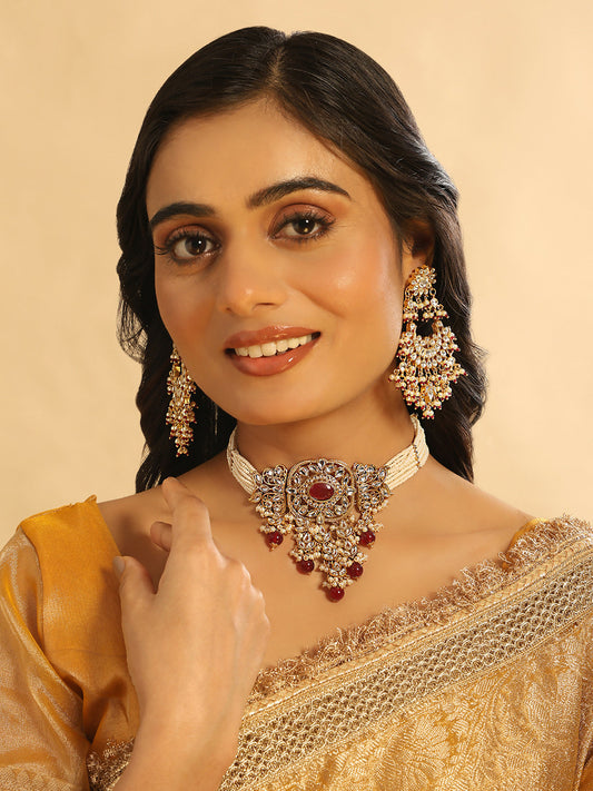 Nuyug 22K Gold Plated Pearl Empress Chandbali Earrings | Swadesiicart