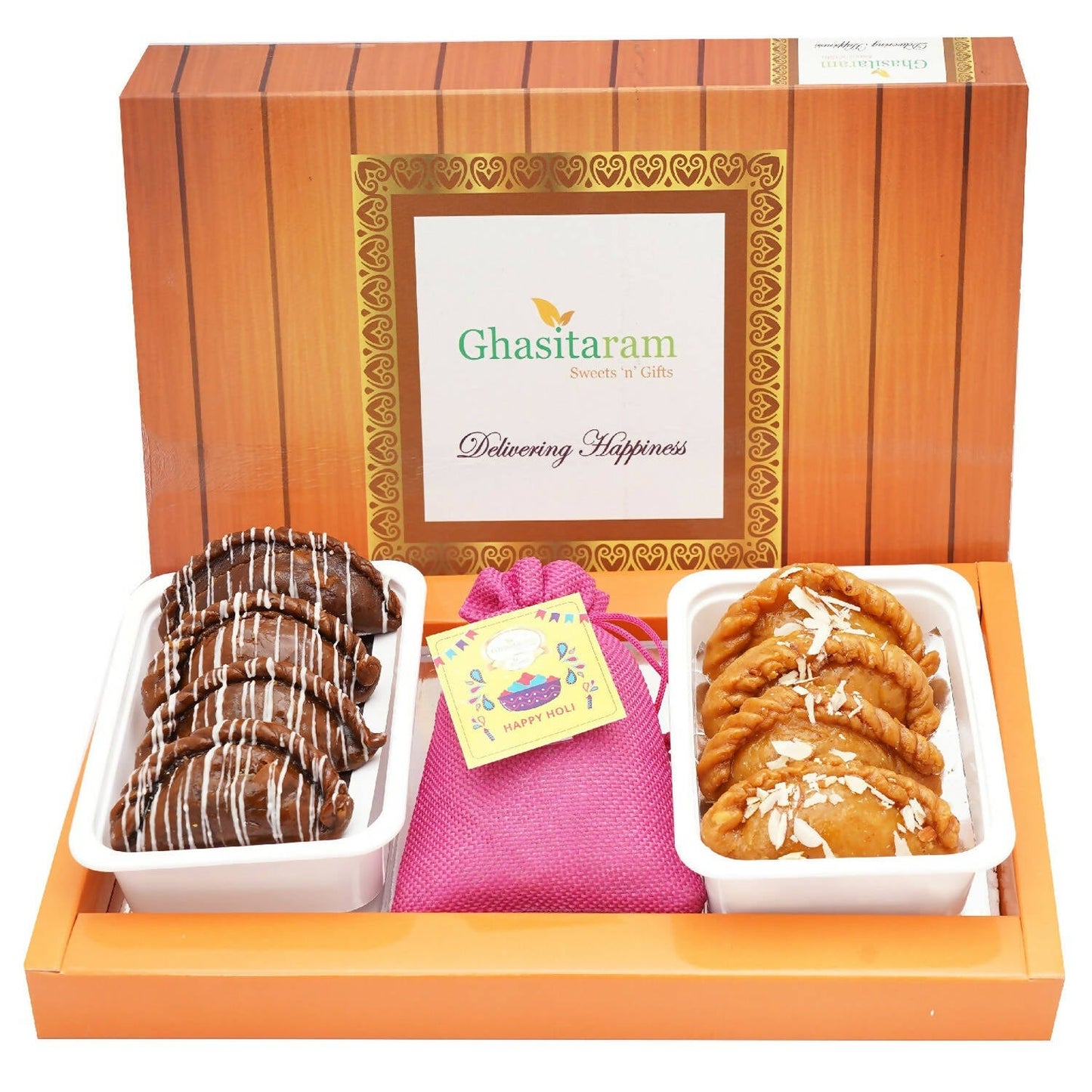 Ghasitaram Assorted Box of Gujiyas, Chocolate Gujiyas and Thandai | Swadesiicart