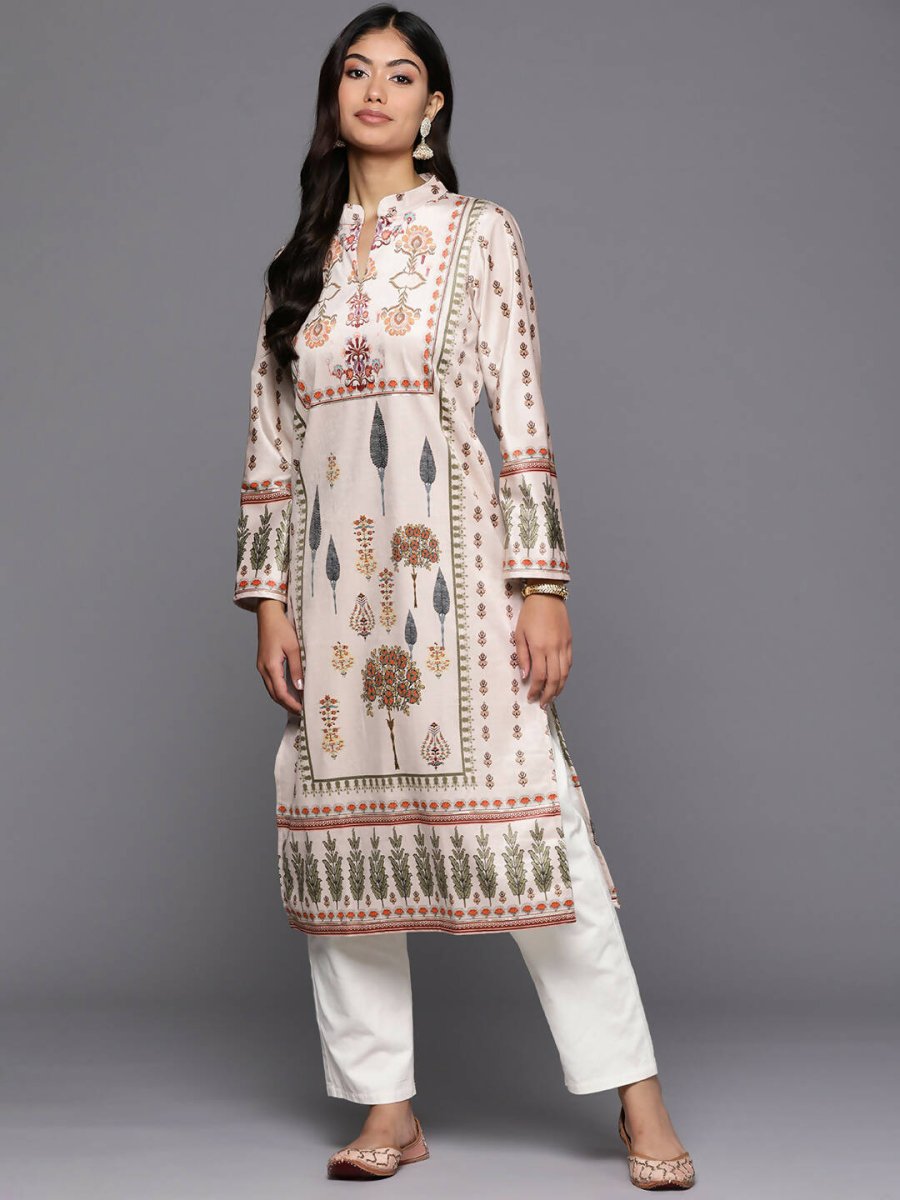 Ahalyaa Women's Traditional wear Kurta - Nude | Swadesiicart