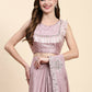 Pink Silk Satin Solid Ready to wear Saree with stitched Blouse - Satiksha | Swadesiicart