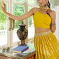 Janasya Yellow Georgette Solid Lehenga Choli Dupatta | Swadesiicart
