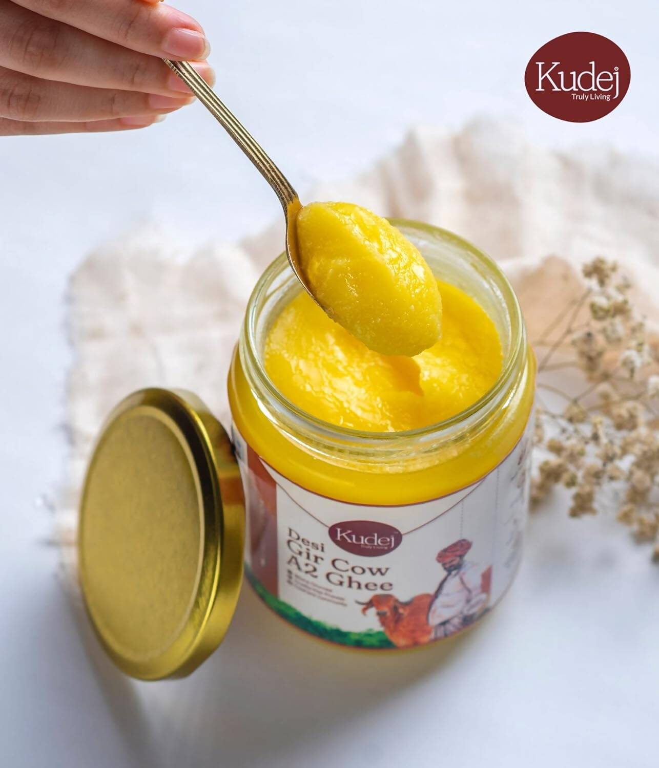 Kudej Desi Gir Cow A2 Ghee | 100% Desi Gir Cow Ghee | Certified Organic Ghee From A2 Milk | Swadesiicart