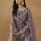 Dusty Purple Net Embroidered Wedding Festive Gharara Suit - Emponline | Swadesiicart