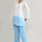 Joban Fashion Womens Cotton ChikanKari Sky Blue & White Cord set - Swadesiicart