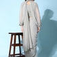 Grey Fancy Pure Fabric Plain Ready to wear Saree with stitched Blouse - Vrinda | Swadesiicart