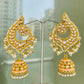 Beige Gold-Polished Peacock Design Brass Kundan Stone Handcrafted Jhumka Latkan Earrings For Women And Girls By House of Ree - Swadesiicart