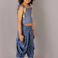 Lil Drama Fusion Fair Girls Blue Crop Top With Dhoti Co-Ordinate Set - Swadesiicart