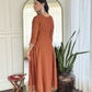 The52 Rust Women's Gorgeous Embroidered Vichitra Silk Fabric Flared Kurta, Pant and Dupatta Set - Swadesiicart
